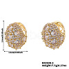 Elegant Brass Clear Cubic Zirconia Flat Round Hoop Earrings GD5823-2-2