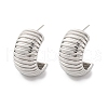 Brass Stripe C-Shaped Stud Earrings EJEW-R025-35P-4