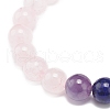 Natural Rose Quartz Rectangle & Mixed Stone Beaded Stretch Bracelet BJEW-JB08981-05-5