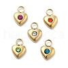 Heart 304 Stainless Steel Rhinestone Charms STAS-L283-30G-1
