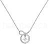 Round Ring 925 Sterling Silver Pave Cubic Zirconia Pendant Necklaces for Women NJEW-F338-01P-2