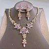 Flower Brass Rhinestone Pendant Necklaces & Stud Dangle Earrings FS-WG58BAB-10-1