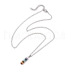 Natural & Synthetic Mixed Gemstone Disc Pendant Necklaces X-NJEW-JN04623-01-4