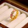 Peach Blossom Brass Enamel Cuff Rings for Women FS-WGC9A18-01-2