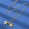 Starfish Brass Micro Pave Cubic Zirconia Pendant Neckalces for Women NJEW-C076-06G-2