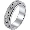 Non-Tarnish 201 Stainless Steel Moon and Star Rotatable Finger Ring MOST-PW0001-005G-05-1