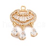 Brass Micro Pave Clear Cubic Zirconia Pendants KK-C076-14G-1