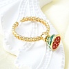 Brass Enamel Open Cuff Rings for Women RJEW-F179-08G-04-5