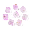 Frosted Glass Beads with Golden Glitter Powder DGLA-NH001-8mm-01I-1