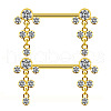 Brass Micro Pave Clear Cubic Zirconia Flat Round Nipple Barbells WG21F93-02-1