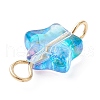 Spray Painted Glass Connector Charms PALLOY-JF02339-01-3