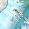 3Pcs 3 Styles Glass Seed Beads Stretch Bracelets & Charm Bracelets & Natural Mixed Cowrie Shell Beads Braided Bracelets BJEW-TA00639-3