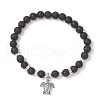 6Pcs Natural Lava Rock Beads Stretch Bracelets BJEW-JB11992-3