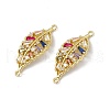 Brass Pave Colorful Cubic Zirconia Connector Charms KK-E068-VC017-2
