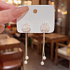 Rose Alloy Resin Tassel Stud Earrings FS-WG28E3C-01-2