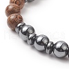 Gemstone & Natural Wood Beaded Stretch Bracelet for Men Women BJEW-JB09295-5
