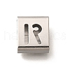Letter Style 304 Stainless Steel Square Slide Charms STAS-L132-07R-1