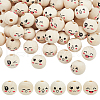 Fingerinspire 60Pcs 6 Styles Printed Wood European Beads WOOD-FG0001-46-1