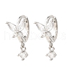 Butterfly Platinum Brass Dangle Hoop Earrings EJEW-L270-11P-2