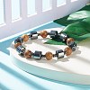 Natural Wood & Synthetic Hematite Beaded Stretch Bracelet BJEW-JB07937-5