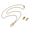 Gecko 201 Stainless Steel Pendant Necklaces & Stud Earrings Sets for Women SJEW-Q025-07G-4