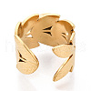 Leaf 304 Stainless Steel Cuff Ring Components STAS-T066-61G-3