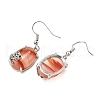 Oval with Flower Brass Dangle Earrings EJEW-XCP0001-15-2