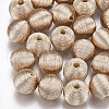 Wood Beads Covered with Polyester Cord Wire WOVE-S117-20mm-05-2