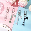 4Pcs Heart Round Natural Green Aventurine & Quartz Crystal & Rose Quartz & Obsidian Pendant Decorations HJEW-JM03194-1