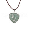 Natural Green Aventurine Heart Pendant Necklace with Cowhide Leather Cords NJEW-JN04598-03-1