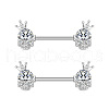304 Stainless Steel Clear Cubic Zirconia Nipple Barbells WG1DC98-05-1
