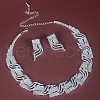Wing Brass Crystal Rhinestone Chain Necklaces & Stud Earrings Sets FS-WG98015-01-1