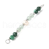 Faceted Round Natural Green Aventurinee & Malachite & Potato Natural Cultured Freshwater Pearl Beaded Connector Charms PALLOY-JF03532-03-3