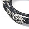 PU Leather & Waxed Cords Triple Layer Multi-strand Bracelets BJEW-G709-05B-2