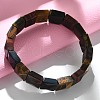 Sqaure Natural Tiger Eye Beads Stretch Bracelets for Women Men BJEW-C097-06U-1