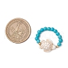 Synthetical Turquoise Beaded Rings RJEW-TA00194-3