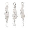 3Pcs 3 Styles Electroplated Natural Quartz Crystal Nuggets Copper Wire Wrapped Pendants PALLOY-JF03128-01-1