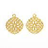 Flat Round Brass Flower Filigree Findings Charms Pendants X-KK-O015-05G-2