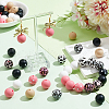 SUNNYCLUE 58Pcs 10 Styles Printed Round Silicone Focal Beads SIL-SC0002-06-4