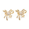 Brass Micro Pave Clear Cubic Zirconia Twister Clasps KK-G420-36G-1