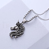 Vintage Punk Style Stainless Steel Unicorn Head Pendant Necklaces for Unisex RN4370-2