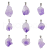 FIBLOOM 20Pcs Natural Amethyst Pendants G-FI0001-33-1