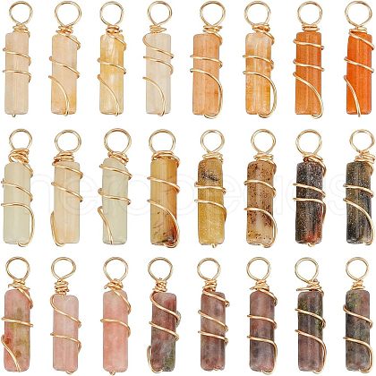 Fingerinspire 24Pcs 3 Style Natural Jade Pendants FIND-FG0001-61-1