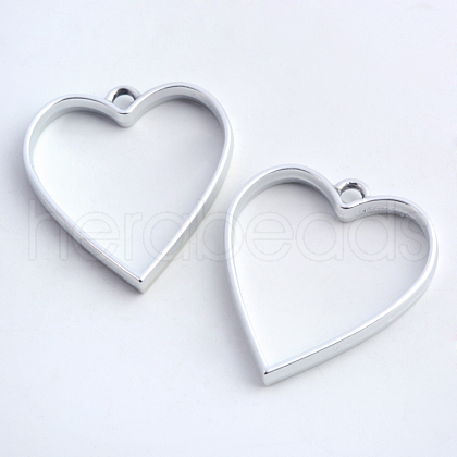 Rack Plating Alloy Heart Open Back Bezel Pendants X-PALLOY-S047-12B-FF-1