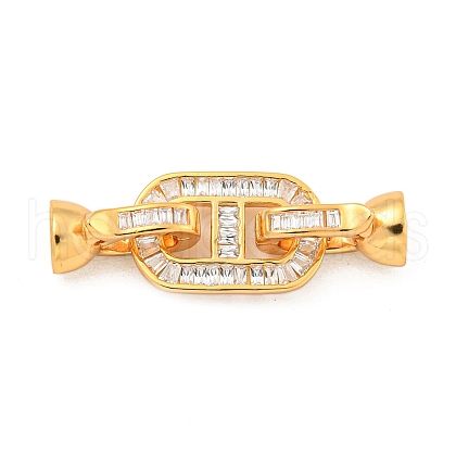 925 Sterling Silver Micro Pave Clear Cubic Zirconia Fold Over Clasps STER-U001-15G-1