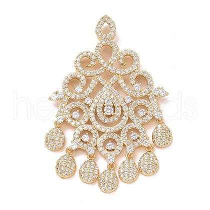 Eco-friendly Brass Micro Pave Clear Cubic Zirconia Big Pendants KK-D079-01G-1