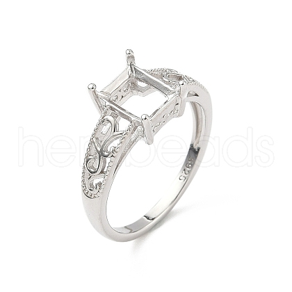 Rhodium Plated 925 Sterling Silver Ring Components STER-NH0017-04P-1