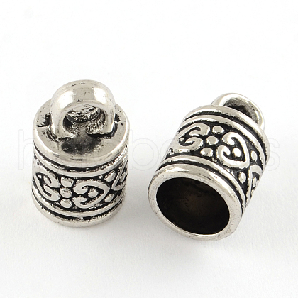 Tibetan Style Column Alloy Cord Ends X-PALLOY-S041-01AS-RS-1