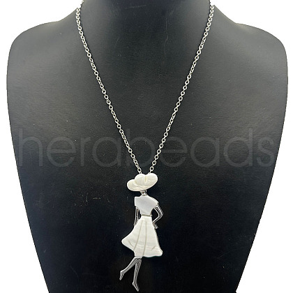 Alloy Pave Natural Shell Woman Pendant Necklaces XH4699-5-1