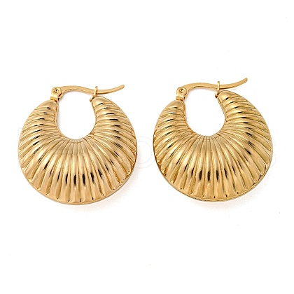 PVD Vacuum Plating 304 Stainless Steel Stripe Chunky Hoop Earrings for Women EJEW-U002-02G-1
